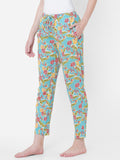 Women's Floral Print, Multicolor, Viscose, Regular Fit, Elasticated, Waistband, Pyjama With Side Pockets