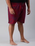 Men's Red, 100% Cotton, Checkered, Regular Fit, Inner Elastic, Mid-Rise, Plus Size Boxers