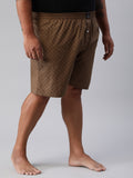 Men's Brown, 100% Cotton, Printeded, Regular Fit, Inner Elastic, Mid-Rise, Plus Size Boxers