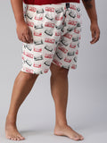 Men's Multicolor, 100% Cotton, Printeded, Regular Fit, Inner Elastic, Mid-Rise, Plus Size Boxers