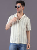 Men Relaxed Fit Cotton Stripe Textured Resort Shirt
