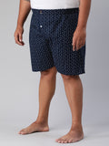 Men's Black, 100% Cotton, Printeded, Regular Fit, Inner Elastic, Mid-Rise, Plus Size Boxers