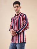 Men Cotton Print Regular Fit Stripe Shirt