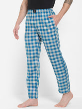 Men's Checkered, Blue, Cotton, Regular Fit, Elasticated, Waistband, Pyjama With Side Pockets