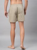 Men's Beige, 100% Cotton, Printed, Regular Fit, Inner Elastic, Mid-Rise, Boxers