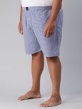 Men's Blue, 100% Cotton, Checkered, Regular Fit, Inner Elastic, Mid-Rise, Plus Size Boxers