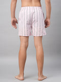 Men's Pink, 100% Cotton, Printed, Regular Fit, Inner Elastic, Mid-Rise, Boxers