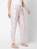 Women's Floral Print, Pink, Viscose, Regular Fit, Elasticated, Waistband, Pyjama With Side Pockets