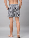 Men's Black, 100% Cotton, Printed, Regular Fit, Inner Elastic, Mid-Rise, Boxers