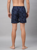 Men's Navy, 100% Cotton, Printed, Regular Fit, Inner Elastic, Mid-Rise, Boxers