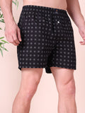 Black Men's Cotton Printed Boxer