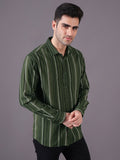 Men Textured Stripe Regular Fit Cotton Shirt