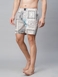 Men's Multicolor, 100% Cotton, Printed, Regular Fit, Inner Elastic, Mid-Rise, Boxers- Pack of 2