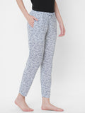 Women's Printed, Blue, Viscose, Regular Fit, Elasticated, Waistband, Pyjama With Side Pockets