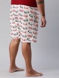 Men's Multicolor, 100% Cotton, Printeded, Regular Fit, Inner Elastic, Mid-Rise, Plus Size Boxers