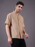 Men Solid Textured Cotton Dobby Relaxed Fit Shirt