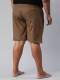 Men's Brown, 100% Cotton, Printeded, Regular Fit, Inner Elastic, Mid-Rise, Plus Size Boxers