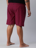 Men's Red, 100% Cotton, Checkered, Regular Fit, Inner Elastic, Mid-Rise, Plus Size Boxers