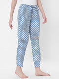 Women's Floral Print, Blue, Viscose, Regular Fit, Elasticated, Waistband, Pyjama With Side Pockets