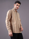 Men Textured Stripe Regular Fit Cotton Shirt