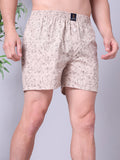 Beige Men's Cotton Printed Boxer