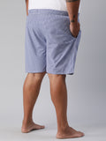 Men's Blue, 100% Cotton, Checkered, Regular Fit, Inner Elastic, Mid-Rise, Plus Size Boxers