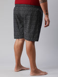 Men's Black, 100% Cotton, Printeded, Regular Fit, Inner Elastic, Mid-Rise, Plus Size Boxers
