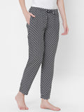 Women's Polka Print, Black, Viscose, Regular Fit, Elasticated, Waistband, Pyjama With Side Pockets