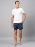 Men's Navy, 100% Cotton, Printed, Regular Fit, Inner Elastic, Mid-Rise, Boxers