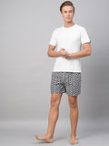 Men's Black, 100% Cotton, Printed, Regular Fit, Inner Elastic, Mid-Rise, Boxers