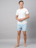Men's Blue, 100% Cotton, Printed, Regular Fit, Inner Elastic, Mid-Rise, Boxers