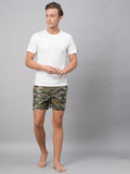 Men's Green, 100% Cotton, Printed, Regular Fit, Inner Elastic, Mid-Rise, Boxers