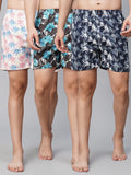 Men's Multicolor, 100% Cotton, Printed, Regular Fit, Inner Elastic, Mid-Rise, Boxers- Pack of 3