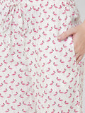 Women's Printed, Pink, Viscose, Regular Fit, Elasticated, Waistband, Pyjama With Side Pockets