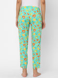 Women's Printed, Green, Cotton, Regular Fit, Elasticated, Waistband, Pyjama With Side Pockets