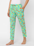 Women's Printed, Green, Cotton, Regular Fit, Elasticated, Waistband, Pyjama With Side Pockets