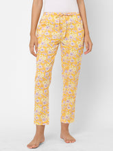 Women's Floral Print, Yellow, Cotton, Regular Fit, Elasticated, Waistband, Pyjama With Side Pockets