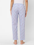 Women's Animal Print, Light Blue, Cotton, Regular Fit, Elasticated, Waistband, Pyjama With Side Pockets