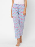 Women's Animal Print, Light Blue, Cotton, Regular Fit, Elasticated, Waistband, Pyjama With Side Pockets