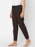 Women's Printed, Black, Cotton, Regular Fit, Elasticated, Waistband, Pyjama With Side Pockets