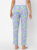 Women's Printed, Blue, Cotton, Regular Fit, Elasticated, Waistband, Pyjama With Side Pockets