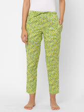 Women's Printed, Green, Cotton, Regular Fit, Elasticated, Waistband, Pyjama With Side Pockets