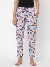 Women's Floral Print, Pink, Cotton, Regular Fit, Elasticated, Waistband, Pyjama With Side Pockets