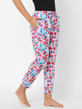 Women's Printed, Pink, Cotton, Regular Fit, Elasticated, Waistband, Pyjama With Side Pockets