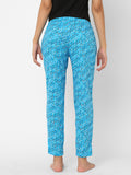 Women's Printed, Blue, Cotton, Regular Fit, Elasticated, Waistband, Pyjama With Side Pockets