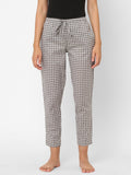 Women's Printed, Grey, Cotton, Regular Fit, Elasticated, Waistband, Pyjama With Side Pockets