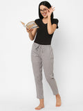 Women's Printed, Grey, Cotton, Regular Fit, Elasticated, Waistband, Pyjama With Side Pockets
