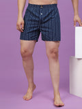 Men's Multicolor, 100% Cotton, printed, Regular Fit, Inner Elastic, Mid-Rise, Boxers- Pack of 4