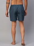 Men's Blue, 100% Cotton, Printed, Regular Fit, Inner Elastic, Mid-Rise, Boxers