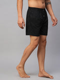 Men's Black, 100% Cotton, Printed, Regular Fit, Inner Elastic, Mid-Rise, Boxers